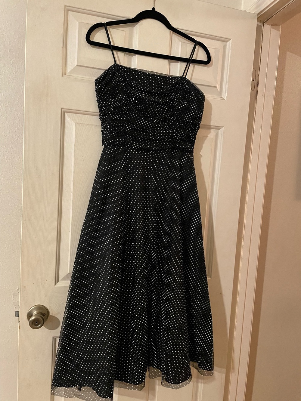 Vintage Onyx Nite Polka Dot Ruched Crinoline Tulle Petticoat Cocktail Dress 8